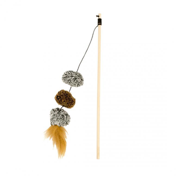 Visuel 1 du produit Canne à pêche pour chat coloris multicolore pompon Duvoplus - 20 x 5 cm