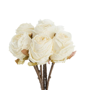 Visuel 1 du produit Fleur artificielle en papier 6 renoncules coloris beige - H 28