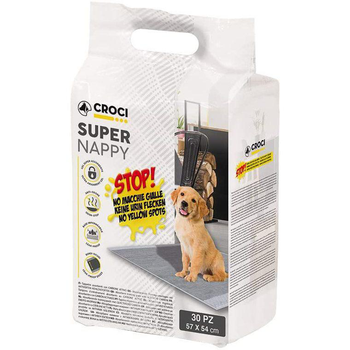 Visuel 1 du produit Lot de 50 tapis hygiéniques pour chien super nappy au charbon actif 30 pièces Crocy - 57 x 54 cm