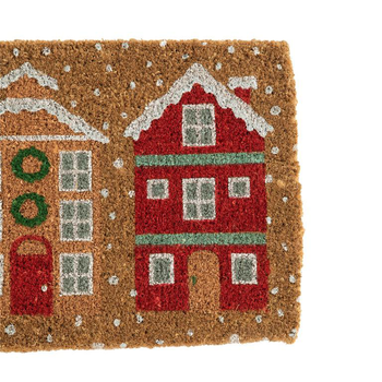 Visuel 1 du produit Paillasson en fibre de coco motif maisons sous la neige - 72 x 40 cm