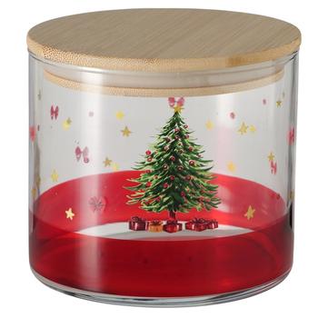 Visuel 1 du produit Verre de stockage en verre transparent à motif sapin laqué Joyful - Ø 10 x H 10 cm