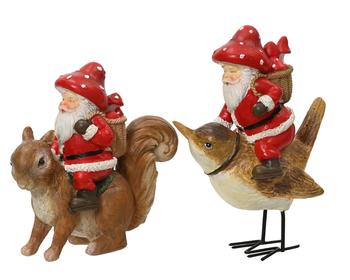 Visuel 1 du produit Père Noël rouge sur animal en polyrésine marron - 9,5 x 4,8 cm