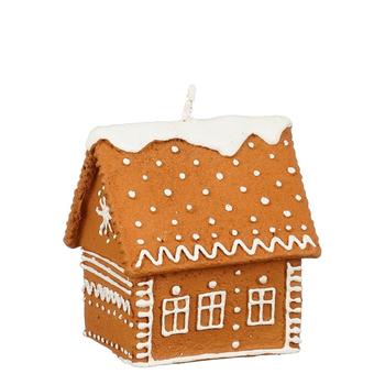 Visuel 1 du produit Bougie forme maison pain d’épices marron grand modèle - 8 x 5 x 8 cm