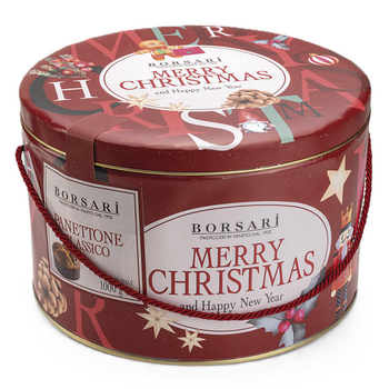 Visuel 1 du produit Panettone classique Borsari - dans une boîte en métal de Noël 1 kg