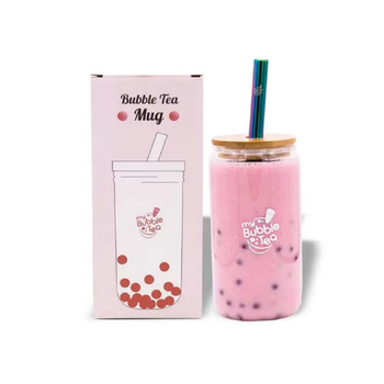 Visuel 1 du produit Mug spécial pour bubble tea en verre et bambou avec paille inox My Bubble Tea