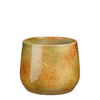 Visuel 1 du produit Pot rond coloris jaune en terre cuite Hugo Mica Decorations - 15 x Ø 17 cm