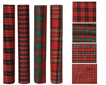 Visuel 1 du produit Chemin de table rouge et vert en polyester Tartan - 200 x 35 cm