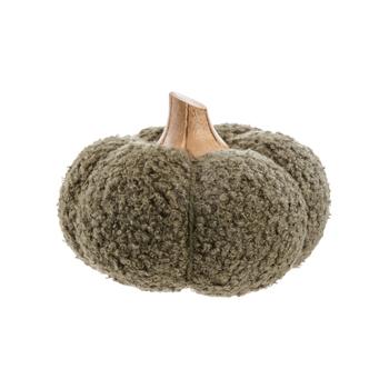 Visuel 1 du produit Citrouille décorative en bois et tissu bouclette vert - Ø 12 x H 12 cm