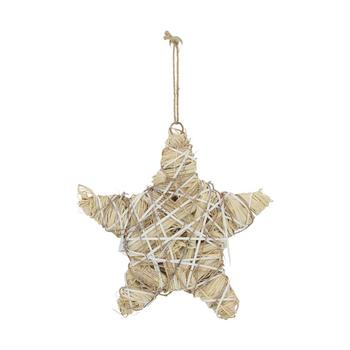Visuel 1 du produit Suspension forme étoile en herbe blanchie - 28 x 28 cm