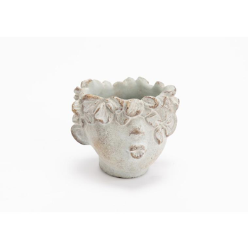 Visuel 1 du produit Cache-pot tête d'enfant coloris gris Bisous - 10 x 10,5 x 12 cm