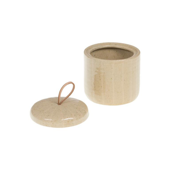 Visuel 1 du produit Boîte décorative en céramique beige Chris - 13 x 12,5 x 16,5 cm