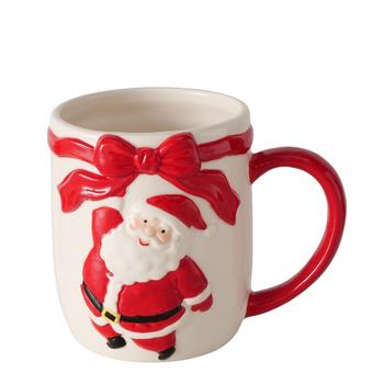 Visuel 1 du produit Tasse jumbo en poterie rouge et blanc 500 ml Eskil - 13,5 x 9,5 x 11,5 cm