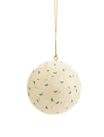 Visuel 1 du produit Suspension décorative boule coloris beige en coton maché - 7,5 x 7,5 cm