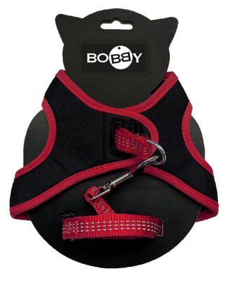 Visuel 1 du produit Ensemble sellerie pour chat coloris rouge pack harnais et laisse Bobby Safe - Taille XS
