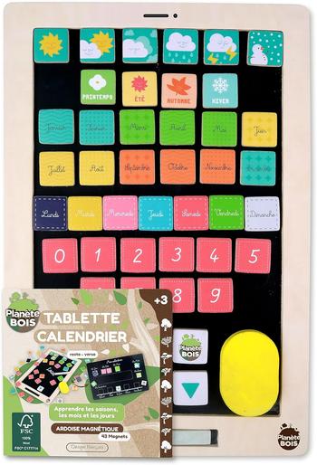 Visuel 1 du produit Agenda tablette recto verso ardoise à bord bois Planete Bois - 27 x 18 cm