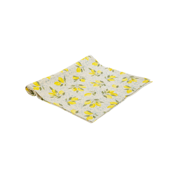Visuel 1 du produit Chemin de table en coton bleu denim avec décor citrons jaunes Amalfi - 50 x 150 cm