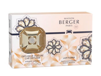 Visuel 1 du produit Diffuseur de parfum de voiture or Maison berger Eternity parfum Lady flower Fête des mères 2025 - 4,8 x 4,2 x 4,2 cm