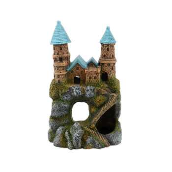 Visuel 1 du produit Décoration pour aquarium coloris multicolore en résine château de montagne Aquatlantis - 6,5 x 9,5 x 14,5 cm