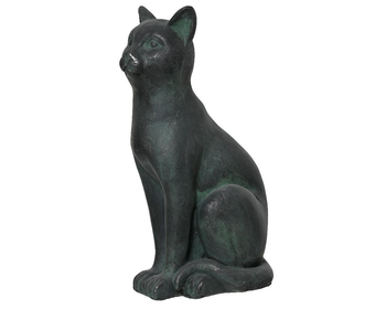Visuel 1 du produit Statue de chat assis en polymagnésium vert antique - 23 x 33 x 54 cm