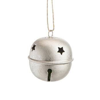 Visuel 1 du produit Suspension grelot ajouré étoile en métal argenté - 6 x 6 x 6,5 cm