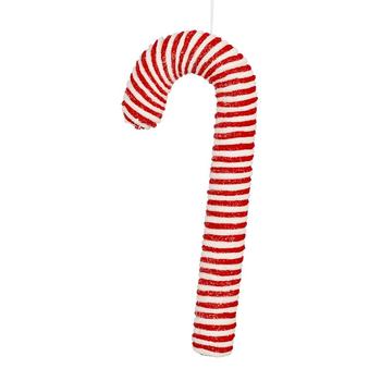 Visuel 1 du produit Sucre d’orge XL à suspendre en polyester rayé rouge et blanc - 16 x 5,5 x 41 cm