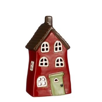 Visuel 1 du produit Photophore forme maison en grès rouge - 8,5 x 6,5 x 16 cm