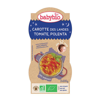 Visuel 1 du produit Pots de carotte tomate et polenta bonne nuit Babybio 2 x 200 g