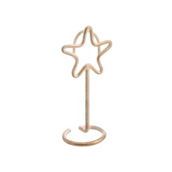 Visuel 1 du produit Porte-carte forme étoile en métal beige - 4,5 x 4,5 x 11 cm