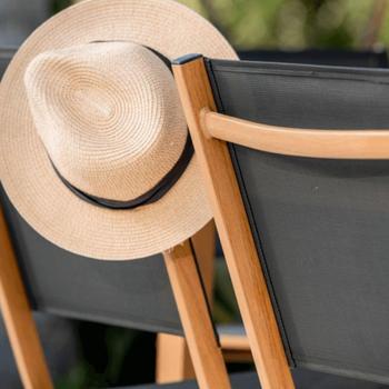 Visuel 2 du produit Chaise pliante en aluminium et teck anthracite CREADOR Timo