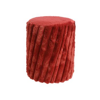 Visuel 1 du produit Tabouret en fourrure polyester bordeaux - Ø 29 x H 37 cm