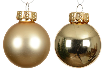 Visuel 1 du produit Ensemble de 16 boules en verre brillant et mat or clair - Ø 3,5 cm