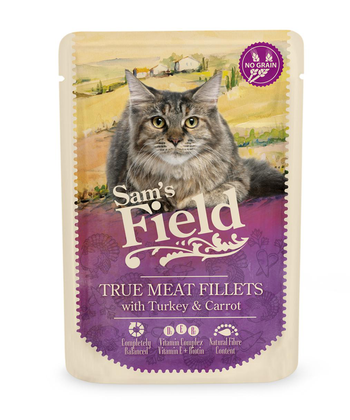 Visuel 1 du produit Pâtée pour chat en sachet à la dinde et aux carottes Sam's Field - 85 g