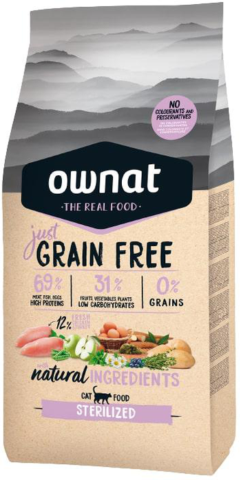 Visuel 1 du produit Croquette pour chat adulte stérilisé Grain Free Just Ownat - 3 kg