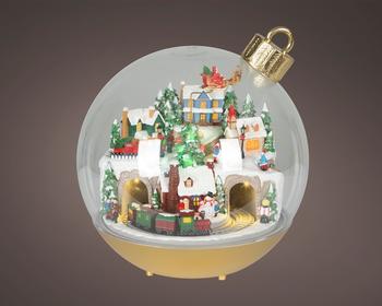 Visuel 1 du produit Scène de Noël animée à LED forme boule en polyrésine multicolore - Ø 24 x H 25 cm