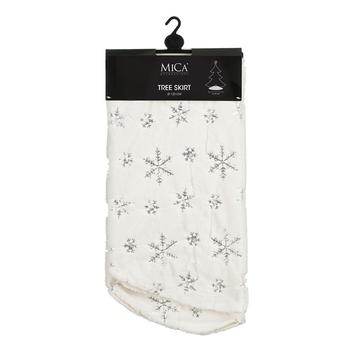 Visuel 1 du produit Jupe de sapin à motif flocons en polyester blanc - Ø 120 cm