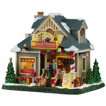 Visuel 1 du produit Village de Noël deuxième chance : centre d’adoption d’animaux de compagnie lumineux en résine coloris multicolore à piles Lemax Caddington Village - 17 x 19,5 x 16 cm