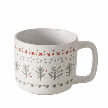 Visuel 1 du produit Mug crème en céramique à motifs rouges et verts Nohr - Ø 9,6 x 8,6 cm