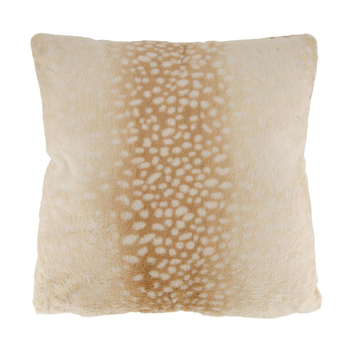 Visuel 1 du produit Coussin marron et blanc en polyester imprimé fourrure de cerf - 45 x 45 x 12 cm