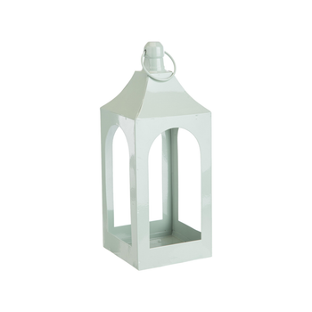 Visuel 1 du produit Lanterne carrée ajourée en métal vert d’eau grand modèle - 14 x 14 x 37 cm