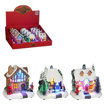 Visuel 1 du produit Scénette lumineuse maison avec décor hiver multicolore - 10,5 x 11 cm