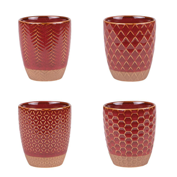 Visuel 1 du produit Coffret 4 gobelets en grès rouge Jaspe - 20 cl