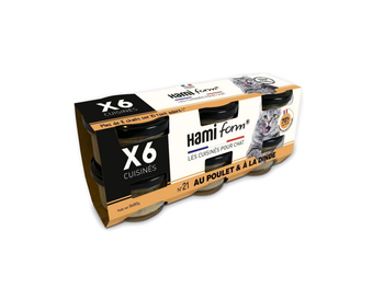 Visuel 1 du produit Alimentation humide pour chat pâtées à base de poulet et de dinde recette n°21 HamiForm - 6 pots x 80 g
