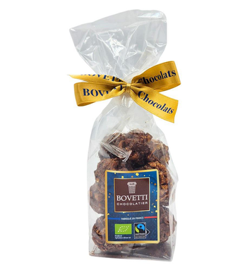 Visuel 1 du produit Sachet de chocolat rocher gianduja chocolat noir éclats de noisettes bio Bovetti - 120 g