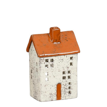 Visuel 1 du produit Porte bougie en céramique grise forme maison - 8 x 6 x 13 cm