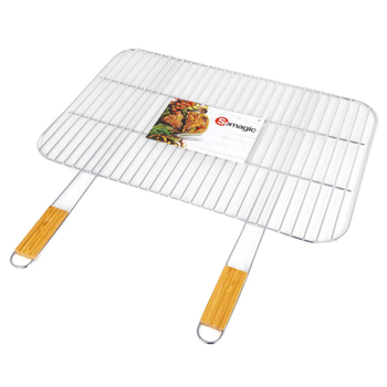 Visuel 1 du produit Grille de remplacement en acier chromé et manche en bambou Grand chef - 66 x 43 cm