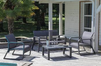 Visuel 1 du produit Canapé lounge en aluminium QUENZA II, graphite/gris - PROLOISIRS