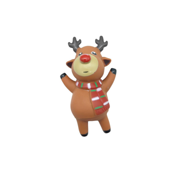 Visuel 1 du produit Jouet de Noël pour chien renne en vinyle coloris marron Bubimex - 12 cm