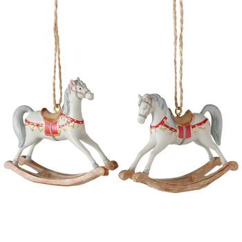 Visuel 1 du produit Pendentif de Noël cheval à bascule en résine Cavallo - 7,2 x 2 x 6,4 cm