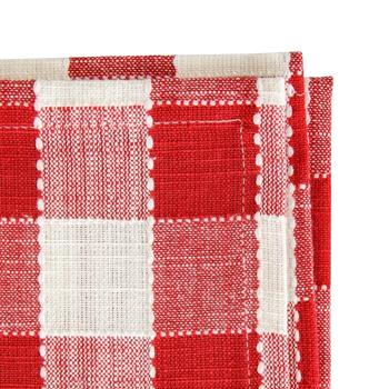 Visuel 1 du produit Torchon en coton à carreaux crème et rouge - 70 x 50 cm