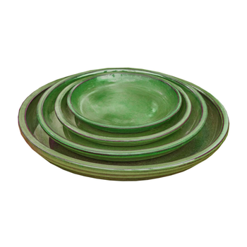 Visuel 1 du produit Soucoupe en terre cuite émaillée verte Poterie du Bousquet Costa - Ø 32 x H 3,5 cm